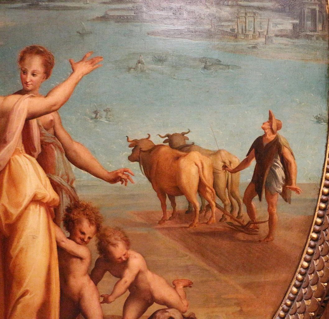 Caduta di Icaro, Firenze, Palazzo Vecchio, Studiolo di Francesco I de' Medici - dettaglio 4